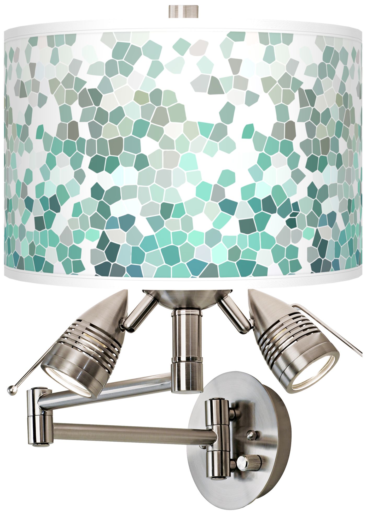 Aqua Mosaic Giclee Plug-In Swing Arm Wall Lamp