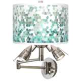 Aqua Mosaic Giclee Plug-In Swing Arm Wall Lamp