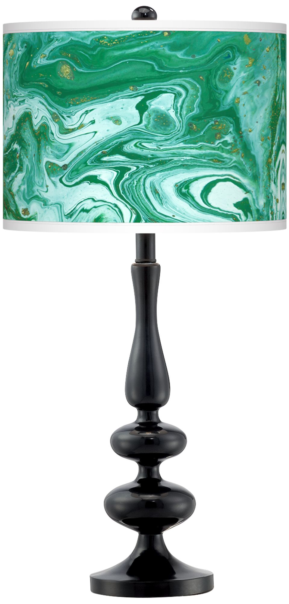 Malachite Giclee Paley Black Table Lamp