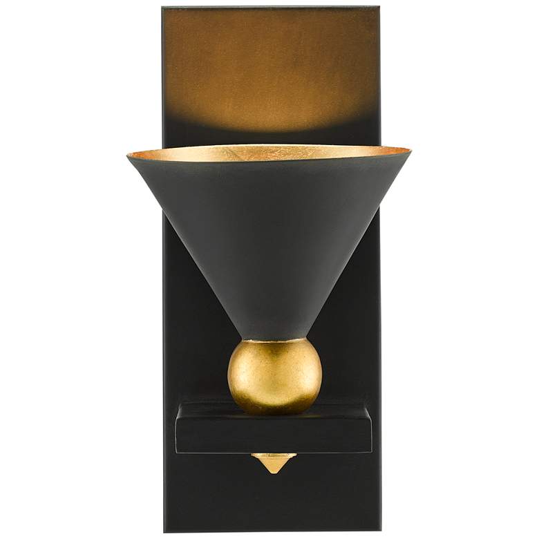 Moderne 12&quot; High Blacksmith and Gold Leaf Wall Sconce