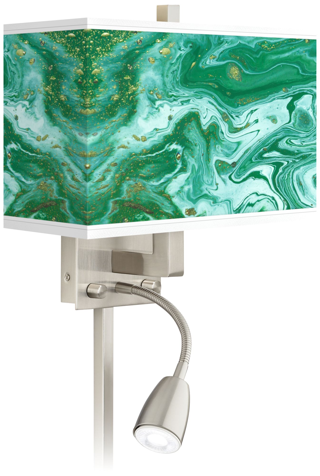 Malachite Giclee Glow LED Reading Light Plug-In Sconce