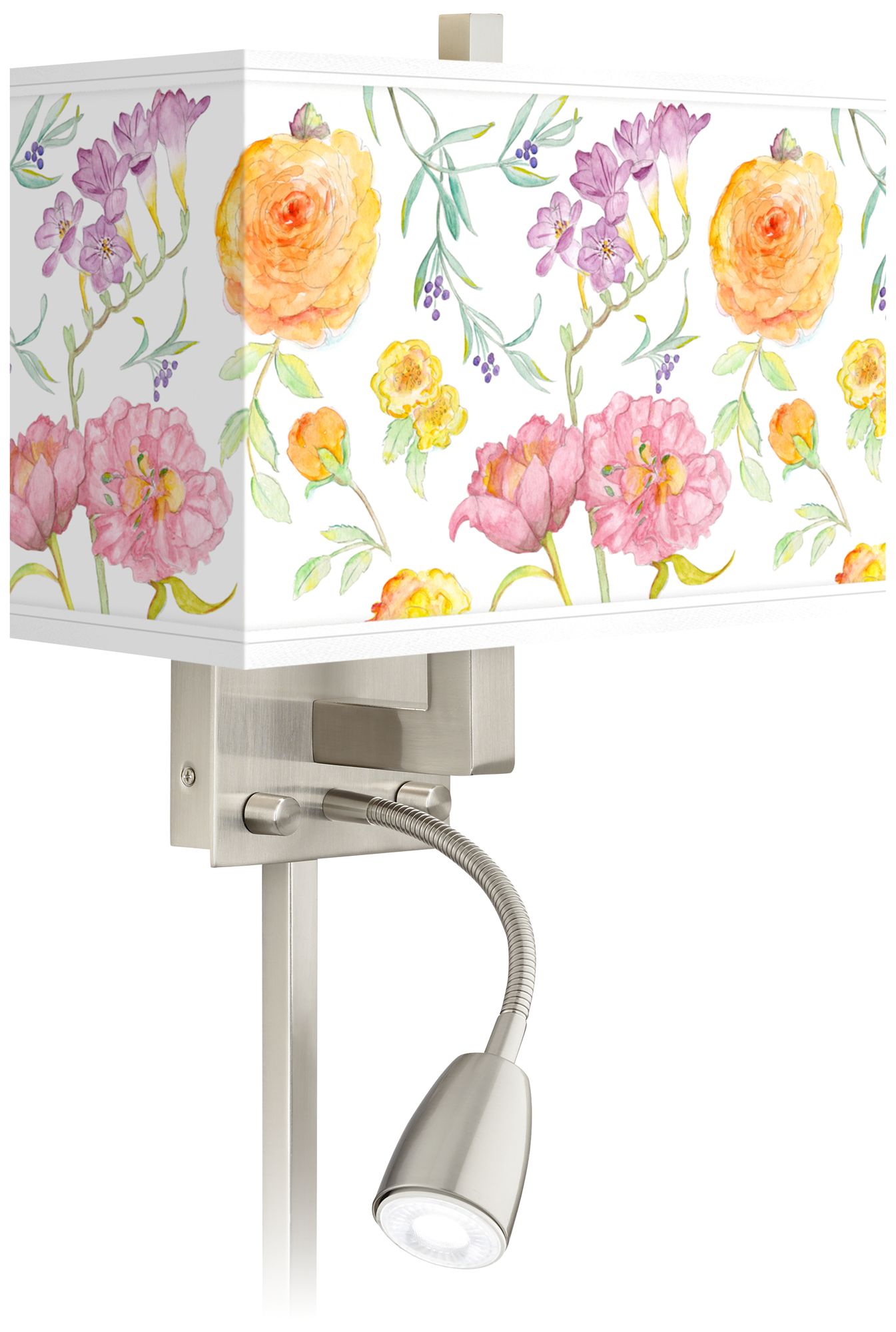Spring Garden Giclee Glow LED Reading Light Plug-In Sconce