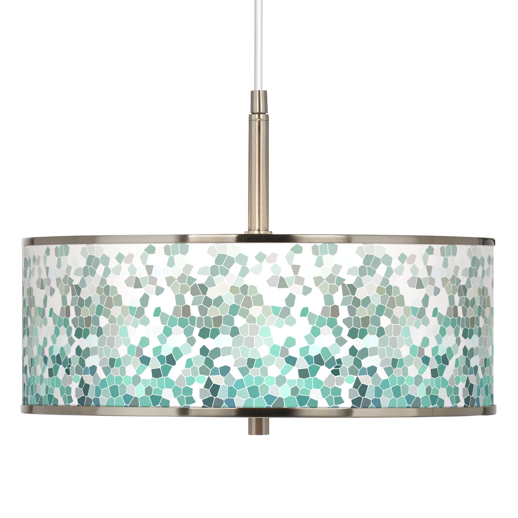 Aqua Mosaic Giclee Glow 16" Wide Pendant Light