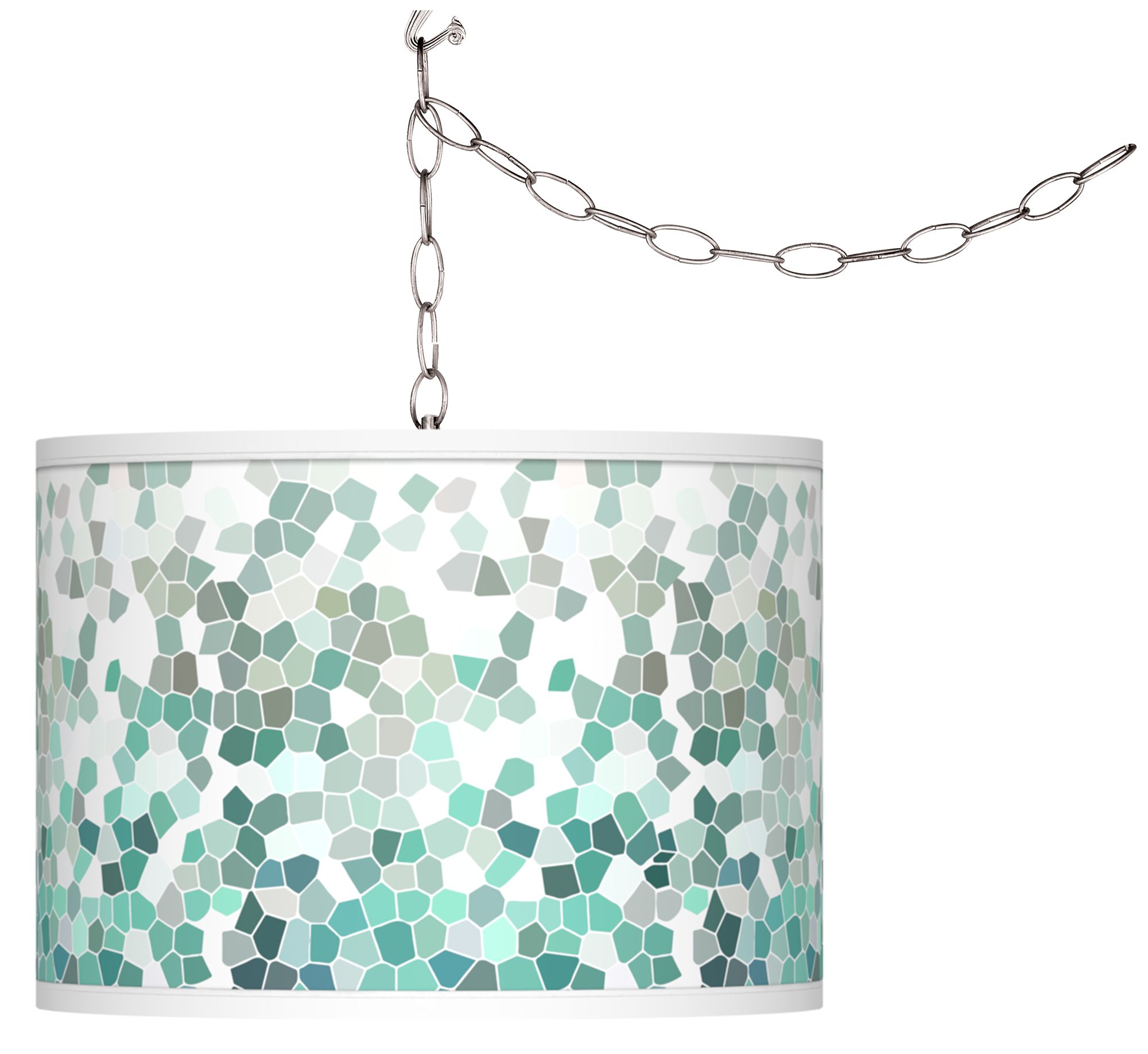 Aqua Mosaic Giclee Glow Plug-In Swag Pendant