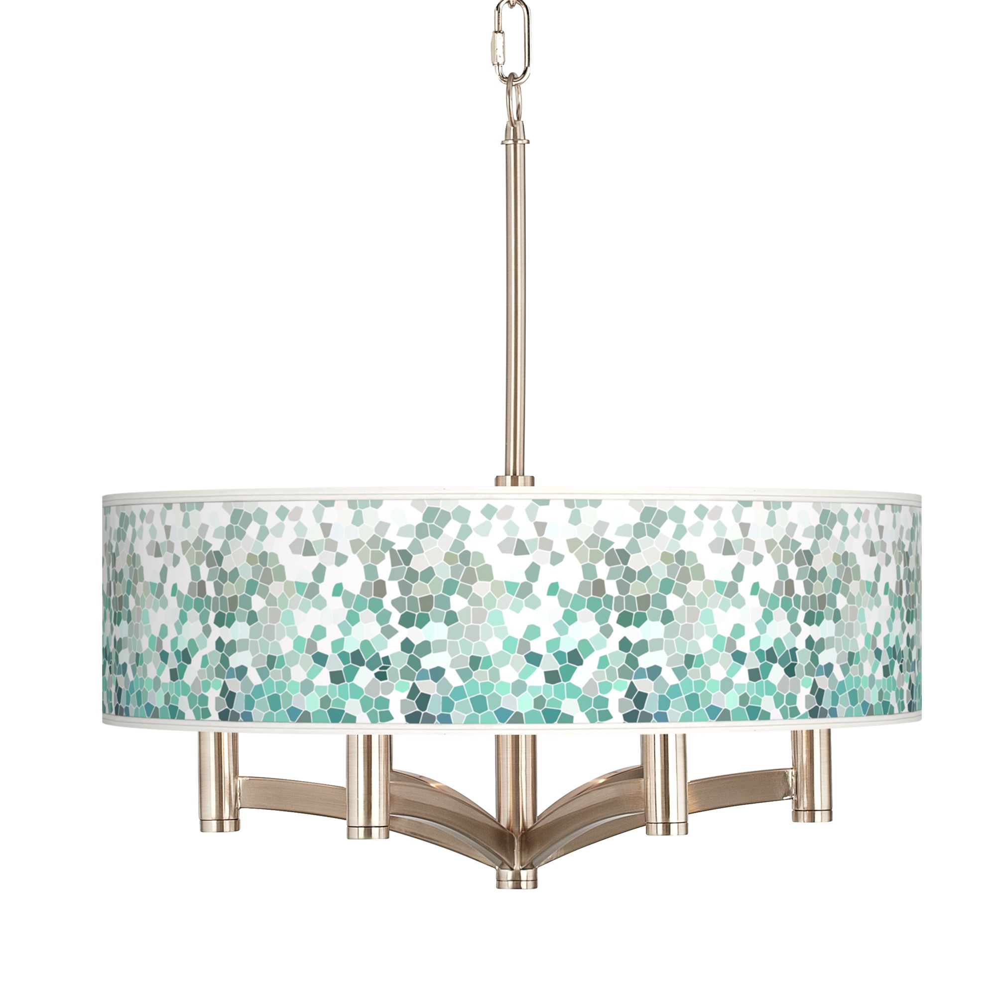 Aqua Mosaic Ava 6-Light Nickel Pendant Chandelier
