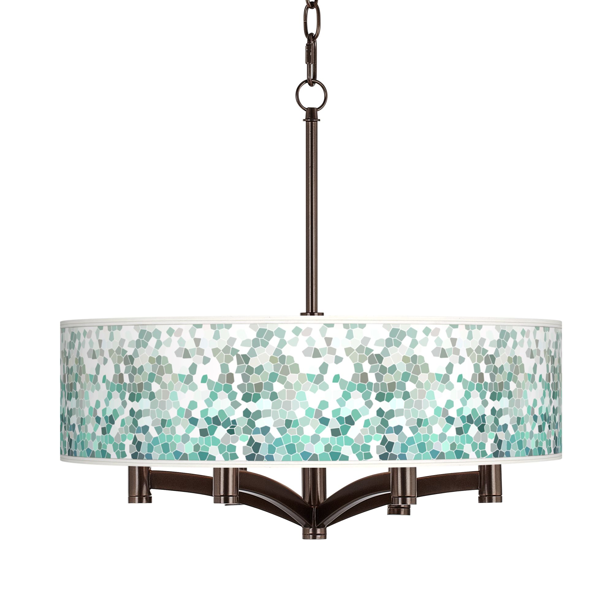 Aqua Mosaic Ava 6-Light Bronze Pendant Chandelier
