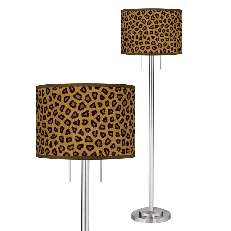 Safari Cheetah Giclee Brushed Nickel Garth Floor Lamp