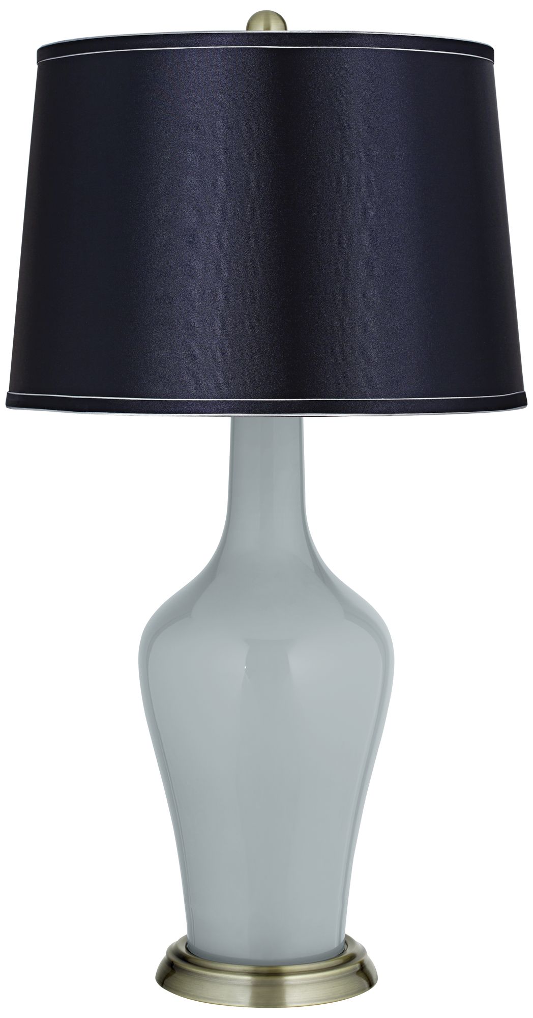 Uncertain Gray Satin Navy Shade Anya Table Lamp