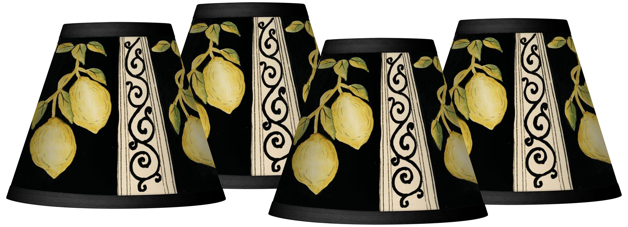 Lemon Scroll Giclee Set of Four Shades 3x6x4 3/4 (Clip-On)