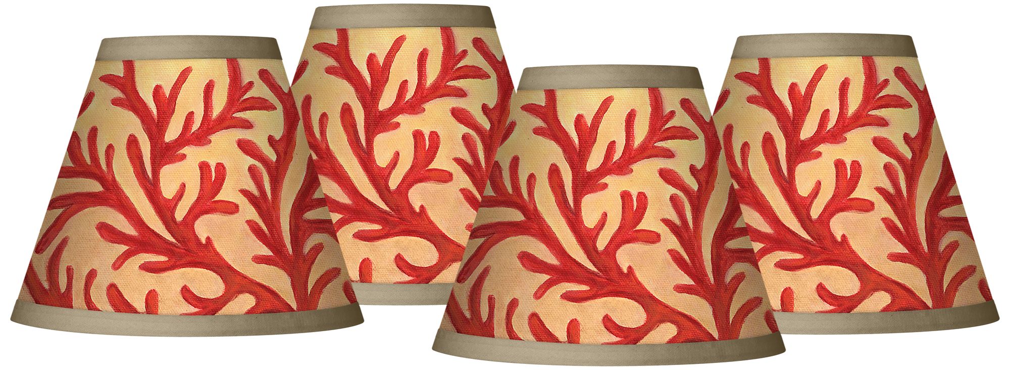 Red Coral Giclee Set of Four Shades 3x6x4 3/4 (Clip-On)