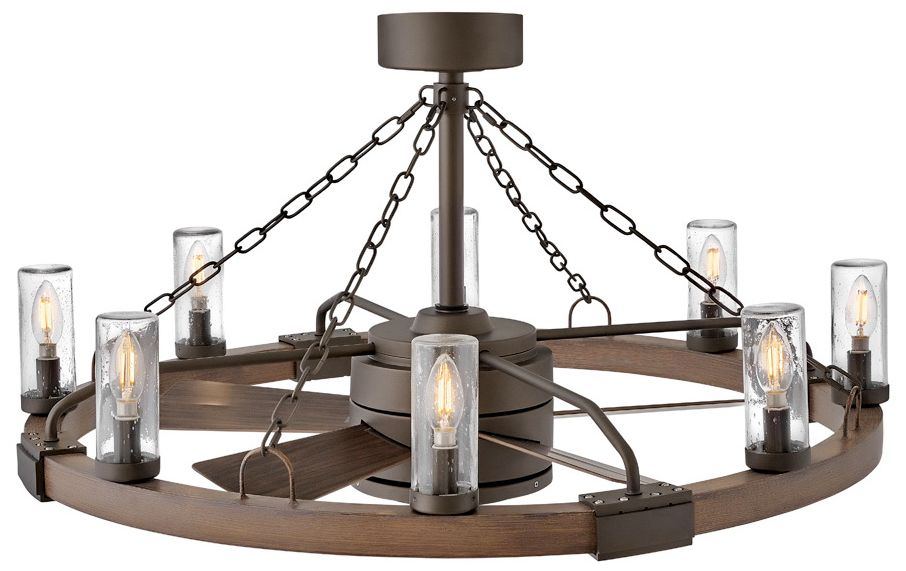 36" Sawyer Fandelier Metallic Matte Bronze Wet LED Ceiling Fan