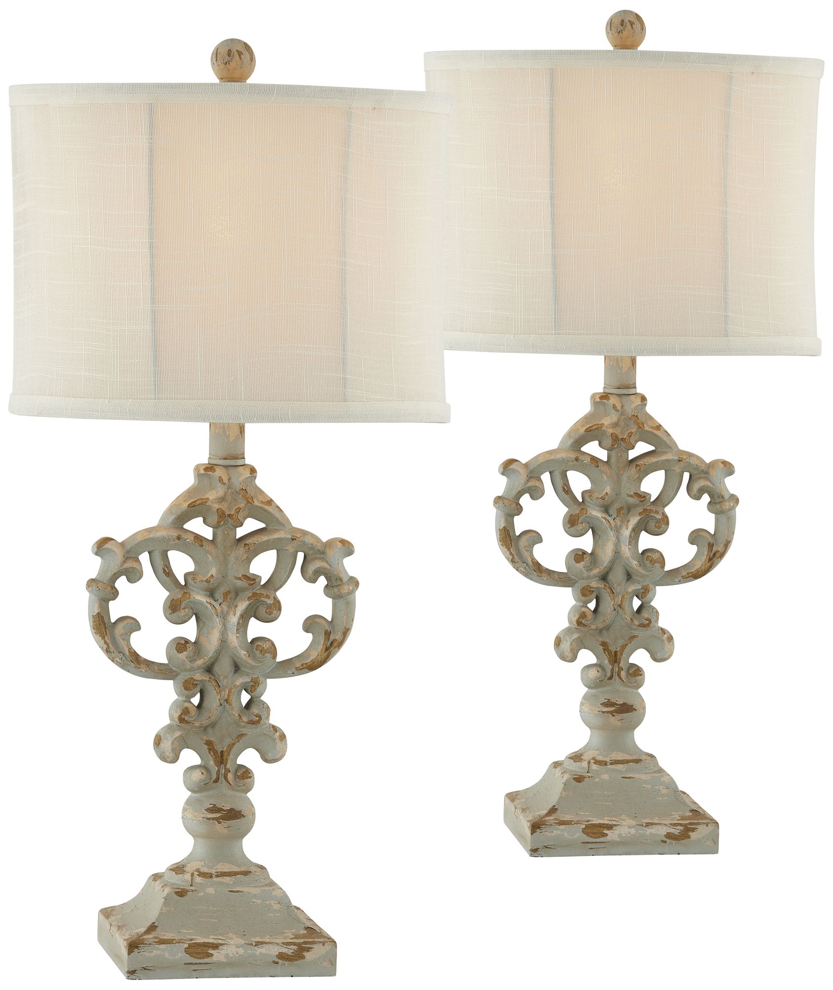 Newman Distressed Gray and Blue Table Lamps Set of 2