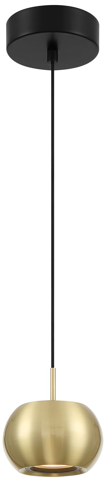 George Kovacs Halo Led Coal And Brushed Gold Mini-pendant