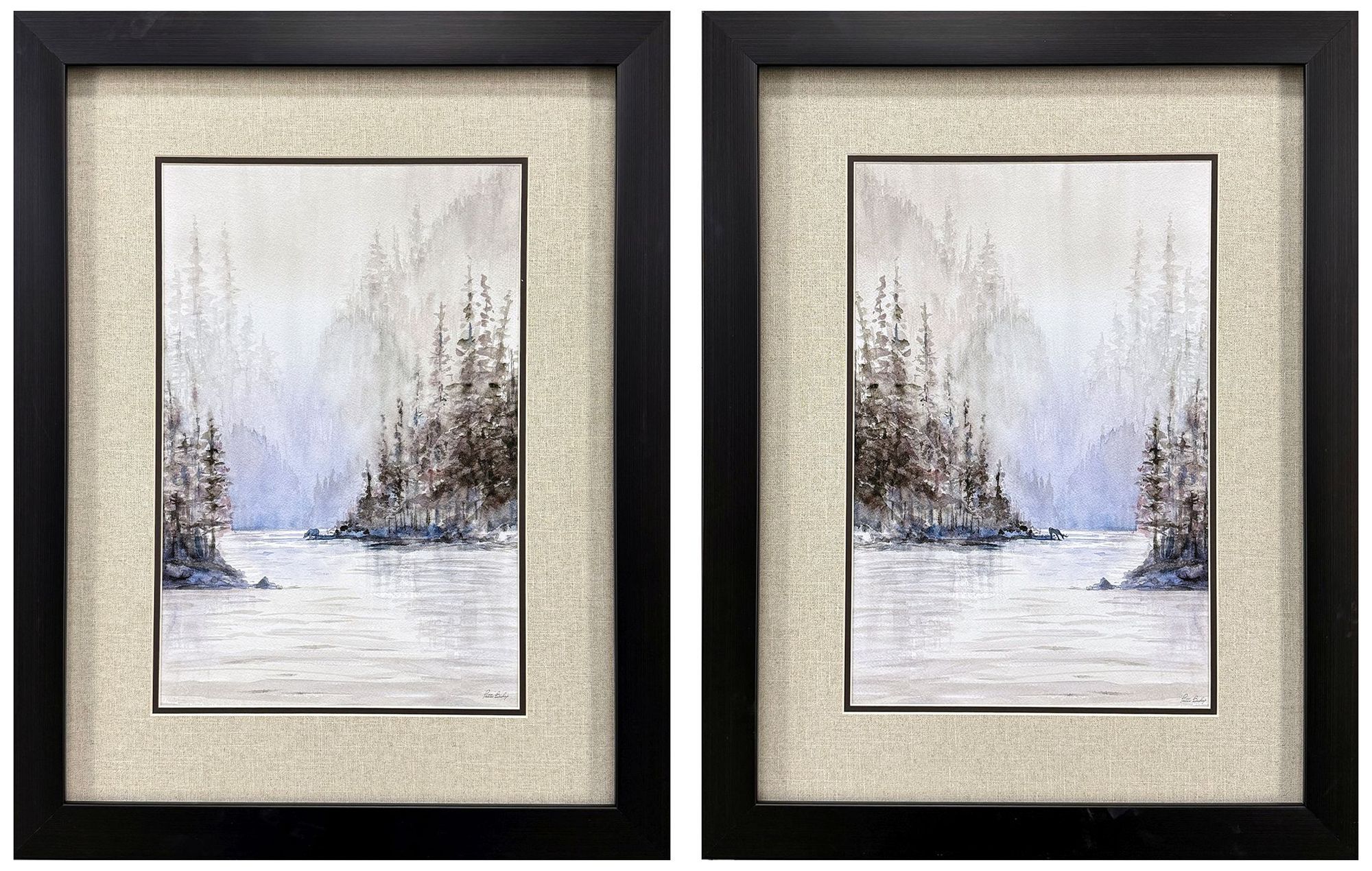 Paragon Mountain River 20"w X 26"h Modern Framed Art Set Of 2