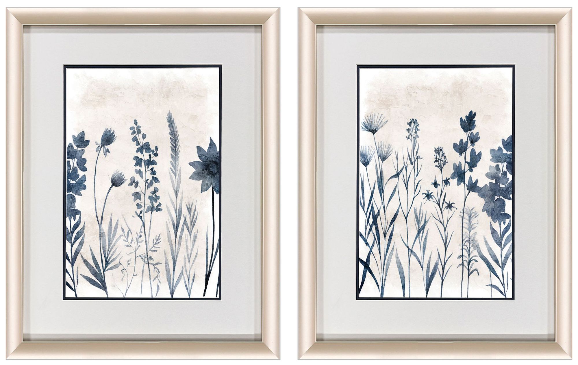 Blue Dye 20"W x 26"H Modern Framed Art Set of 2