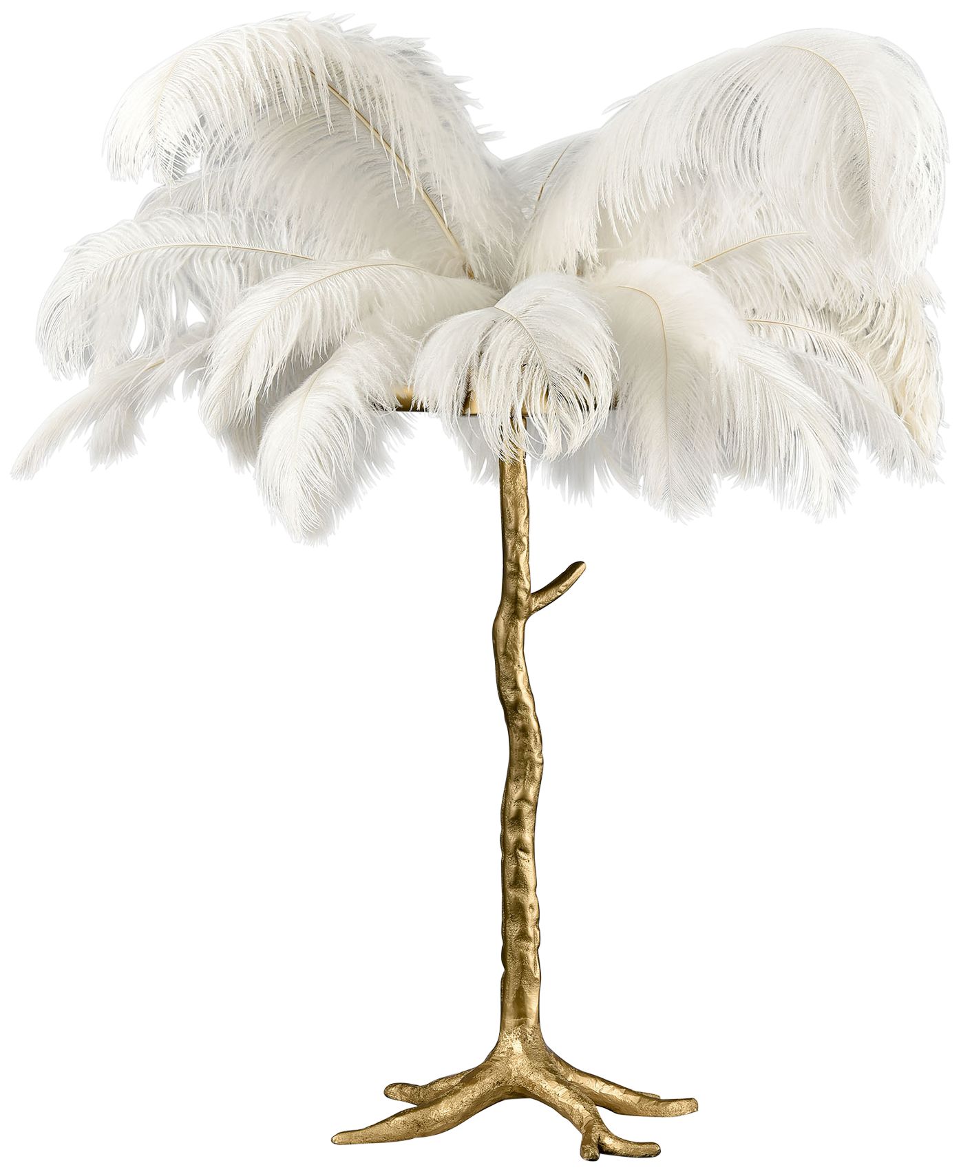 Moorea Cast Brass and Ostrich Feather Palm Tree Table Lamp 267R0