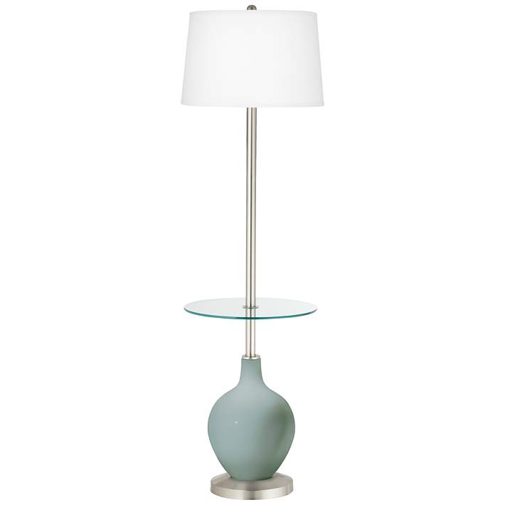 Aqua Sphere Ovo Tray Table Floor Lamp, Aqua Glass Floor Lamp