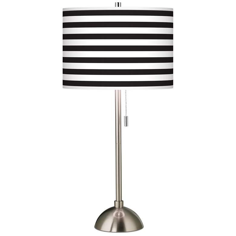 Image 2 Giclee Black and White Horizontal Stripe Table Lamp