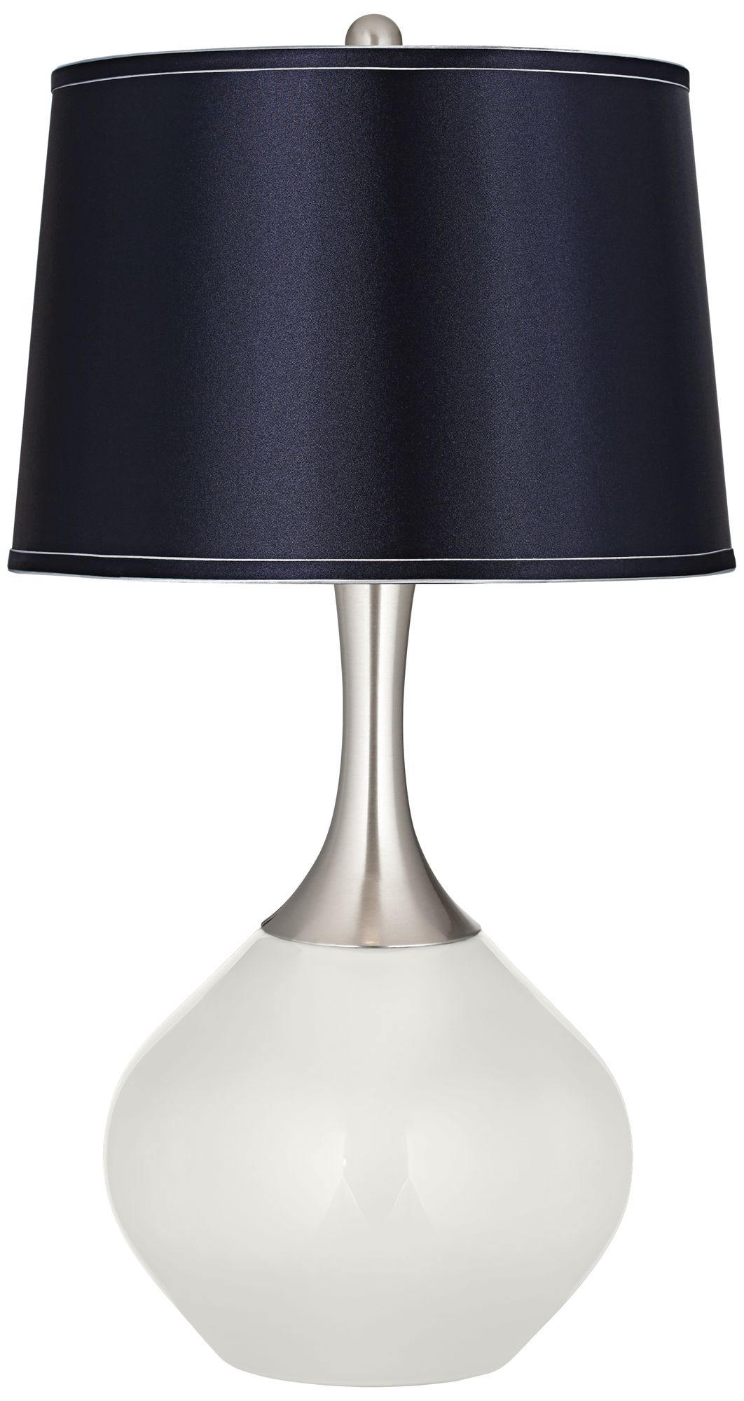 Winter White Satin Navy Shade Spencer Table Lamp