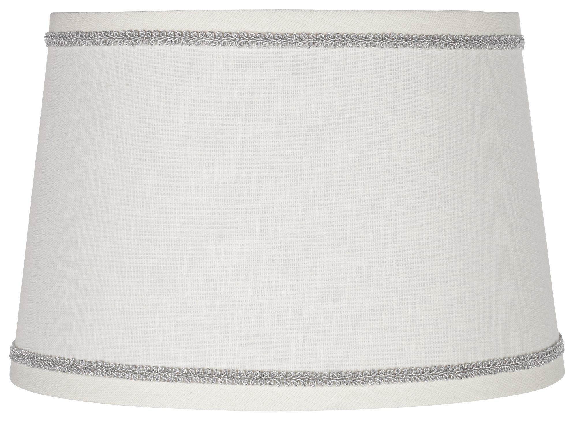 White Linen Shade with Silver Scroll Trim 10x12x8 (Spider)