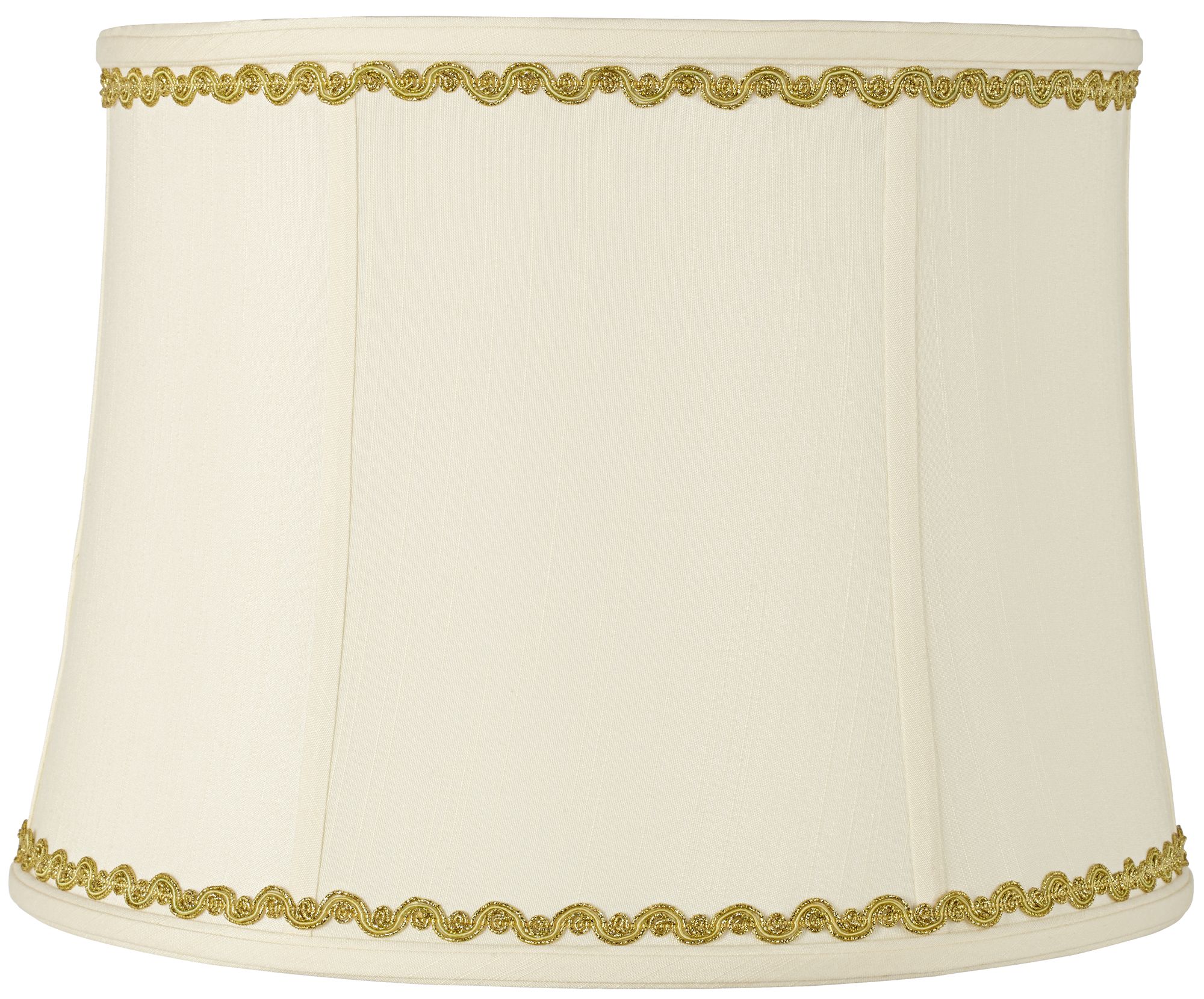 Drum Shade with Metallic Gold Wave Trim 14x16x12 (Spider)
