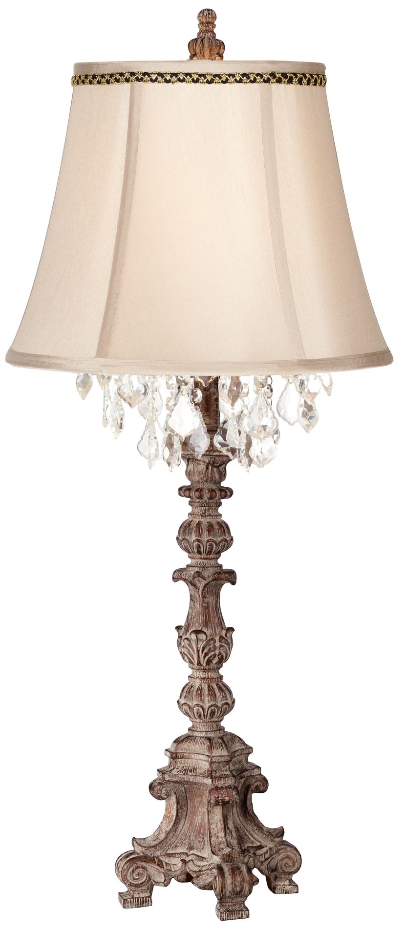 Duval French Crystal Table Lamp with Gold and Black Trim