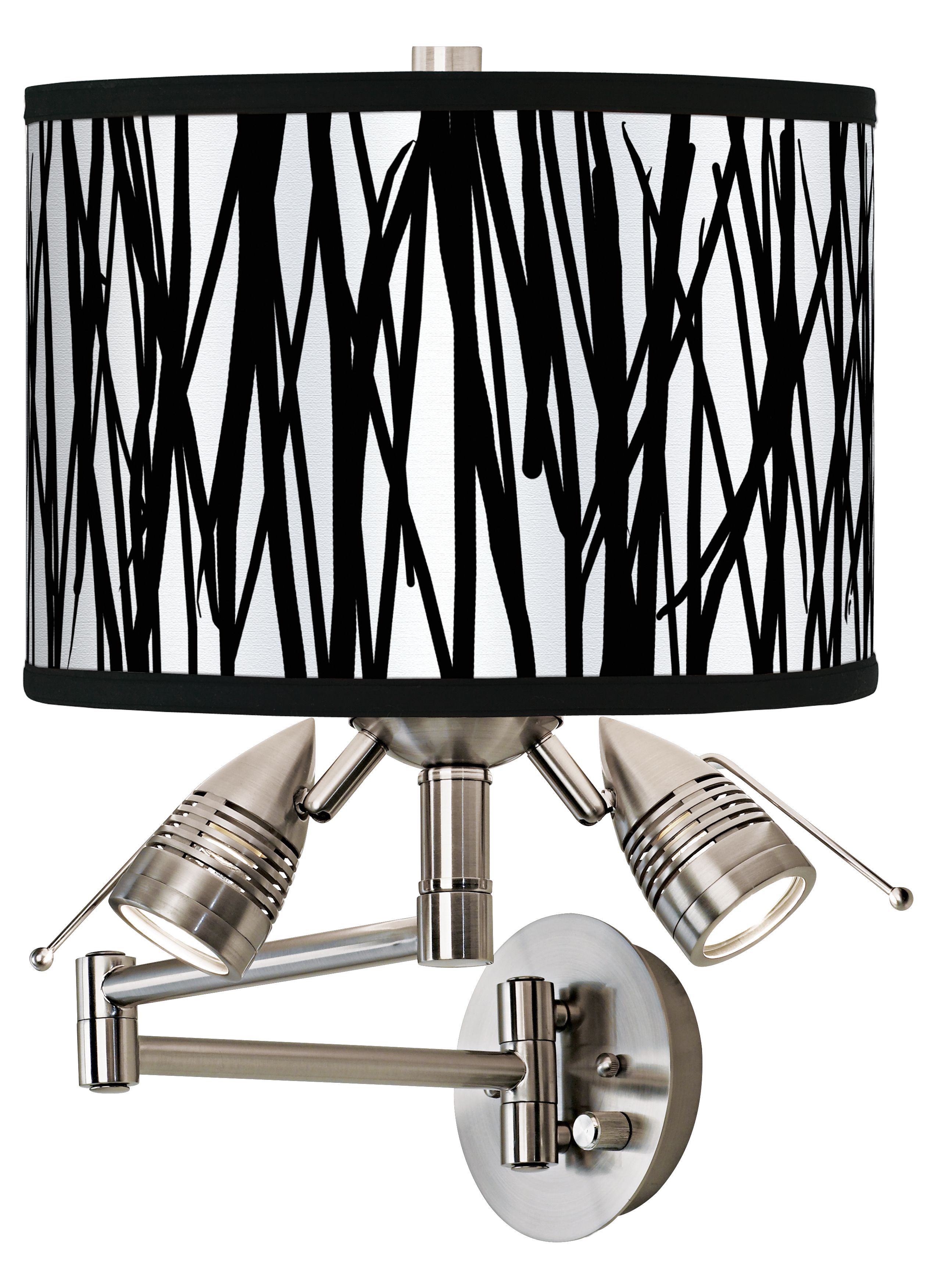 Black Jagged Stripes Giclee Plug-In Swing Arm Wall Lamp