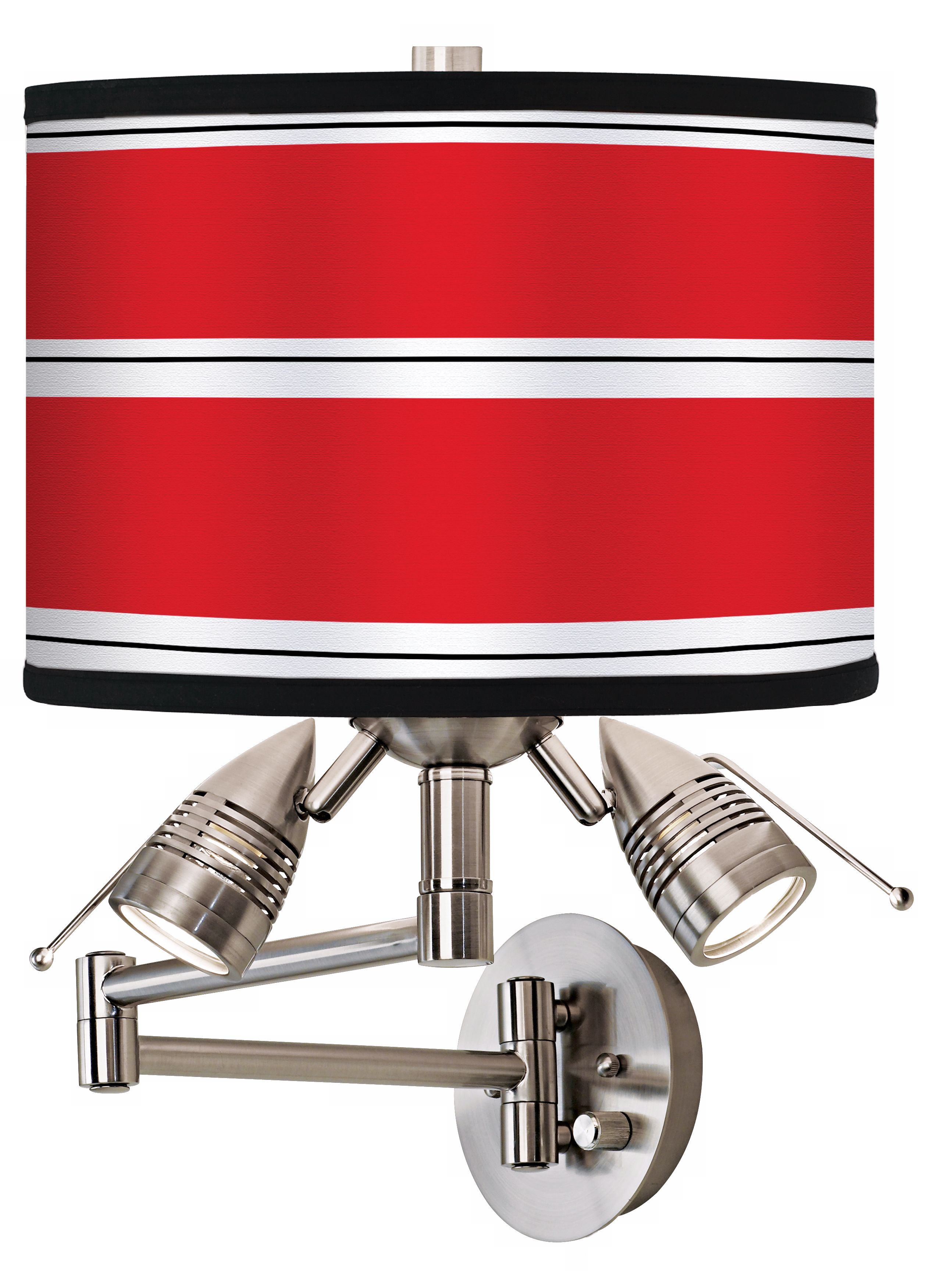 Red Stripes Giclee Plug-In Swing Arm Wall Lamp