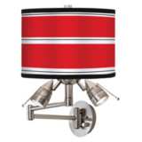 Red Stripes Giclee Plug-In Swing Arm Wall Lamp