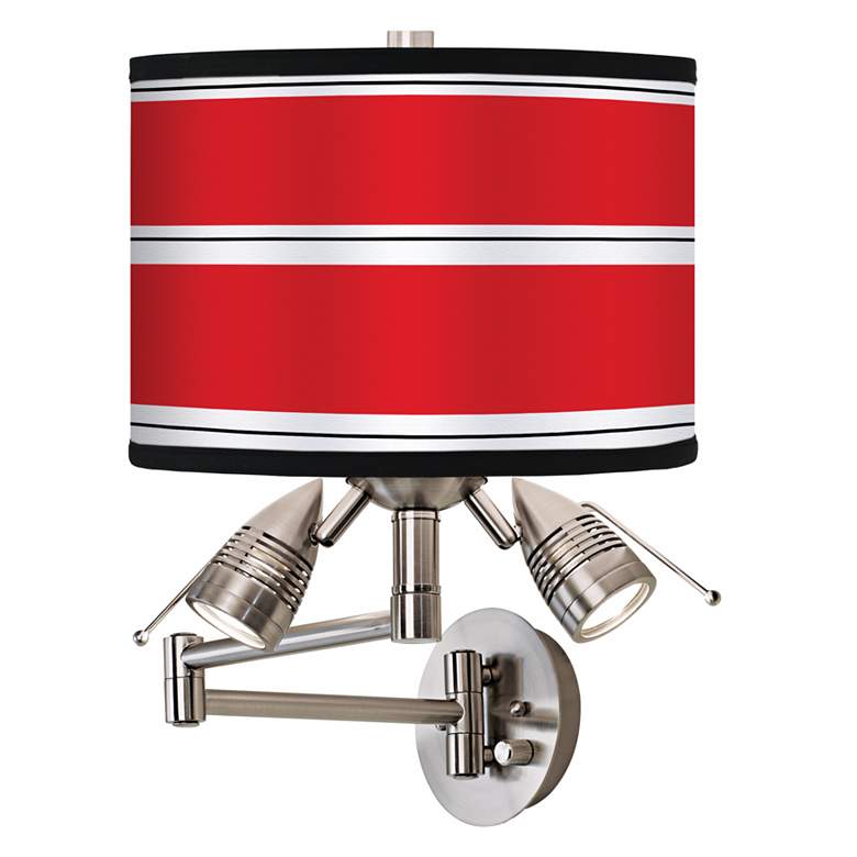 Image 2 Red Stripes Giclee Plug-In Swing Arm Wall Lamp