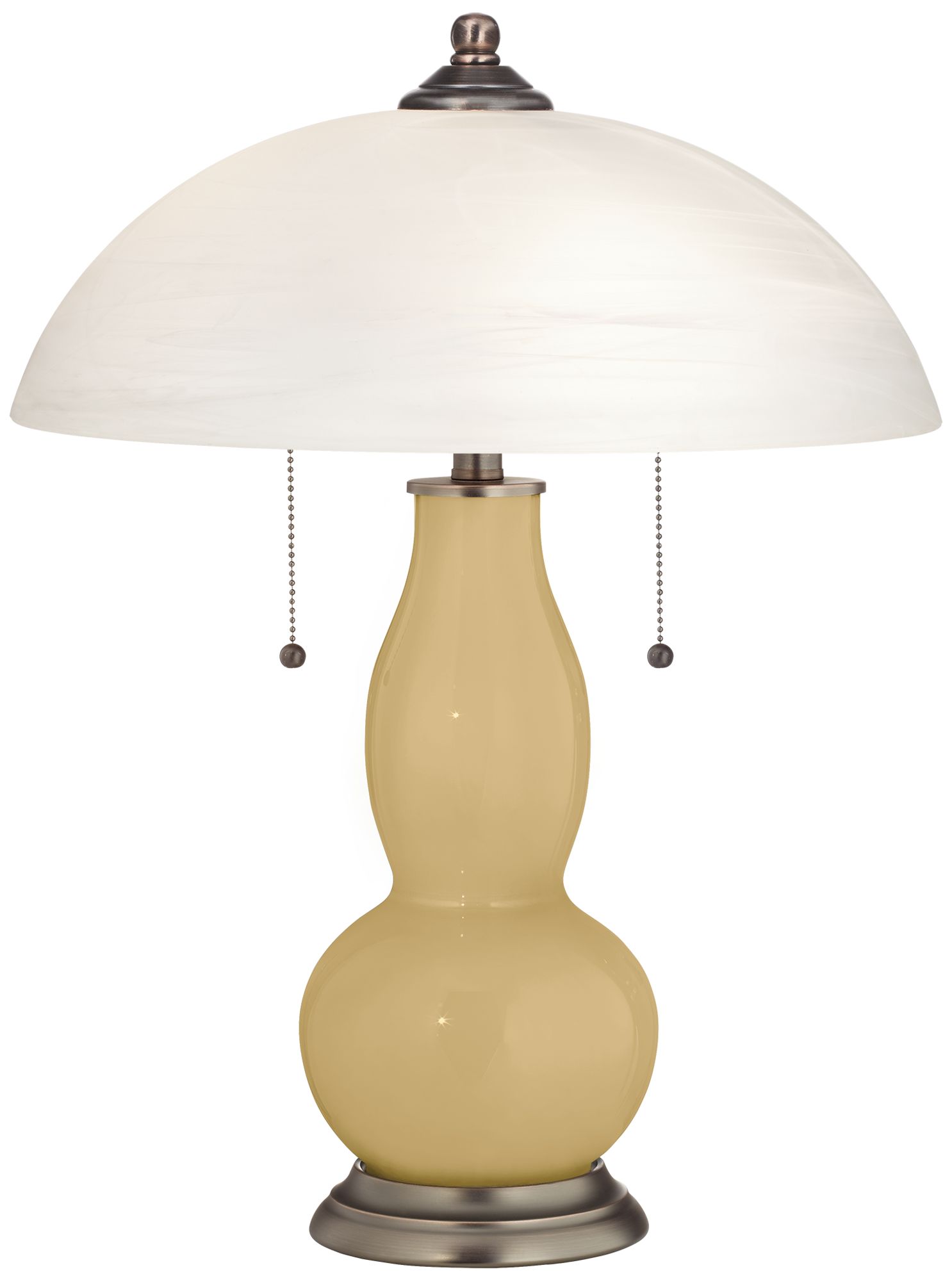 Humble Gold Gourd-Shaped Table Lamp with Alabaster Shade