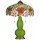 Gecko Gourd Tiffany-Style Table Lamp with Rose Bloom Shade