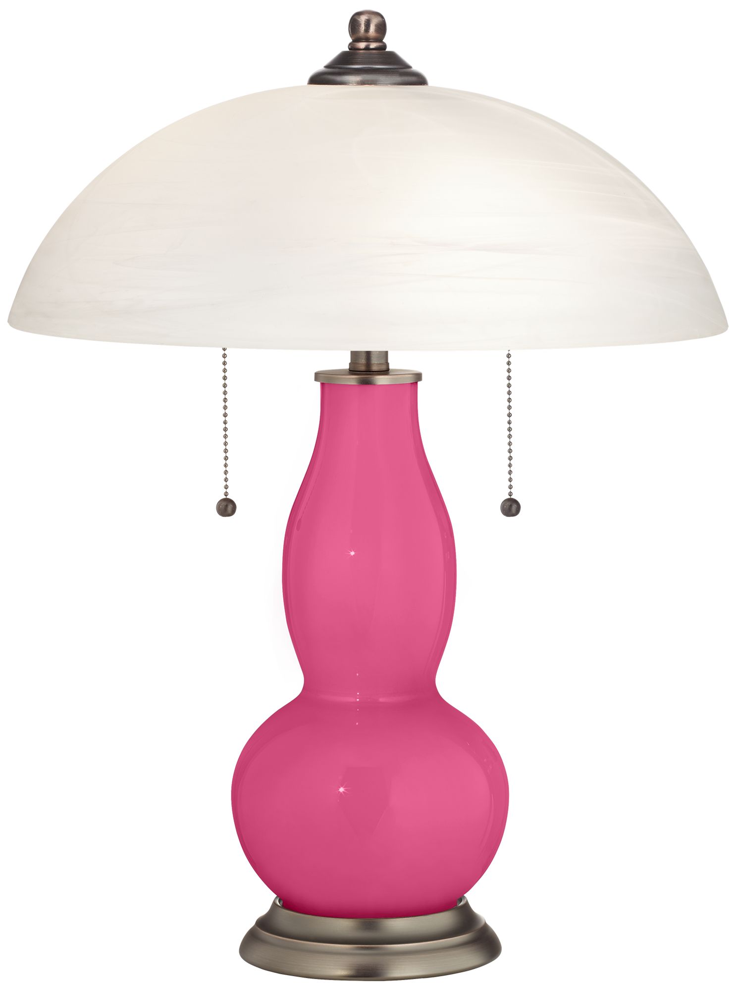 Blossom Pink Gourd-Shaped Table Lamp with Alabaster Shade