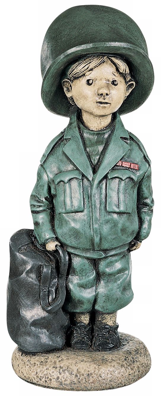 Little Boy Soldier 18" High Yard Decor Garden Sculpture
