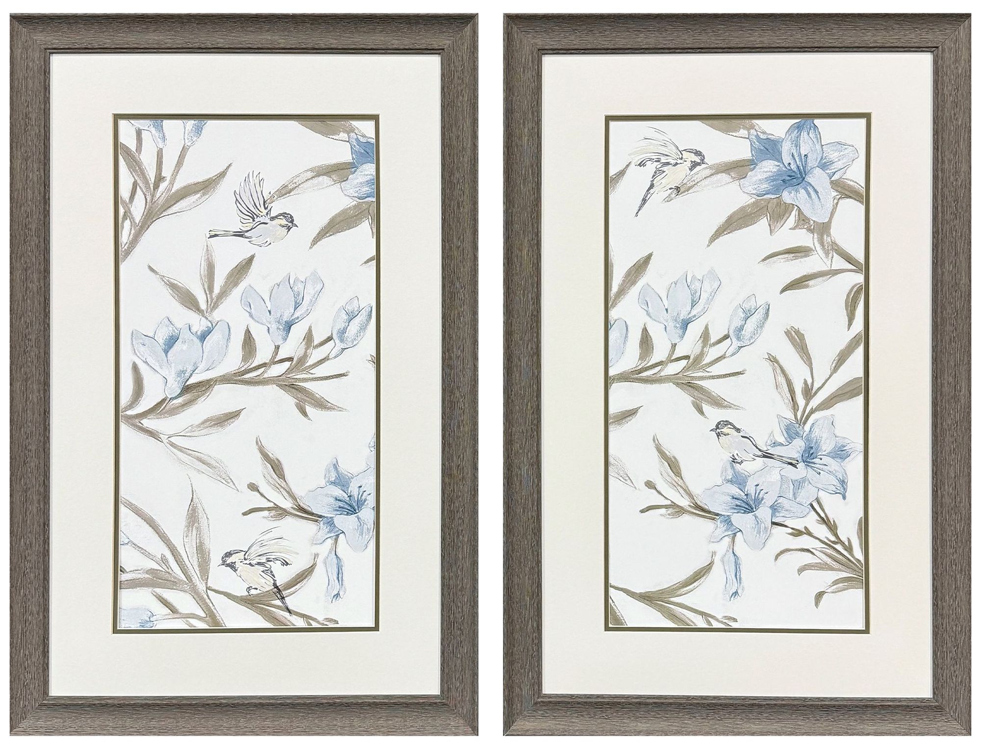 Paragon Blue Flower Beauty 21"w X 33"h Modern Framed Art Set Of 2