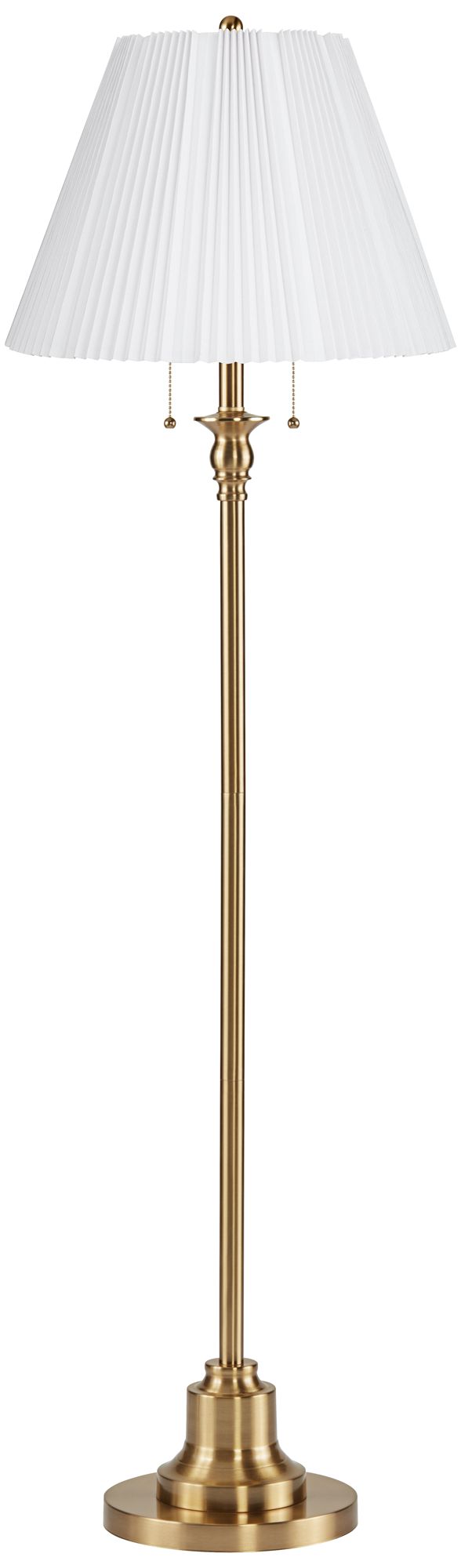 360 Lighting Dyna 58" Antique Brass White Pleated Shade Floor Lamp