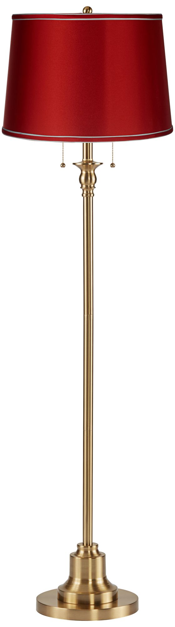 360 Lighting Dyna 58" High Antique Brass And Satin Red Shade 2-light Floor Lamp