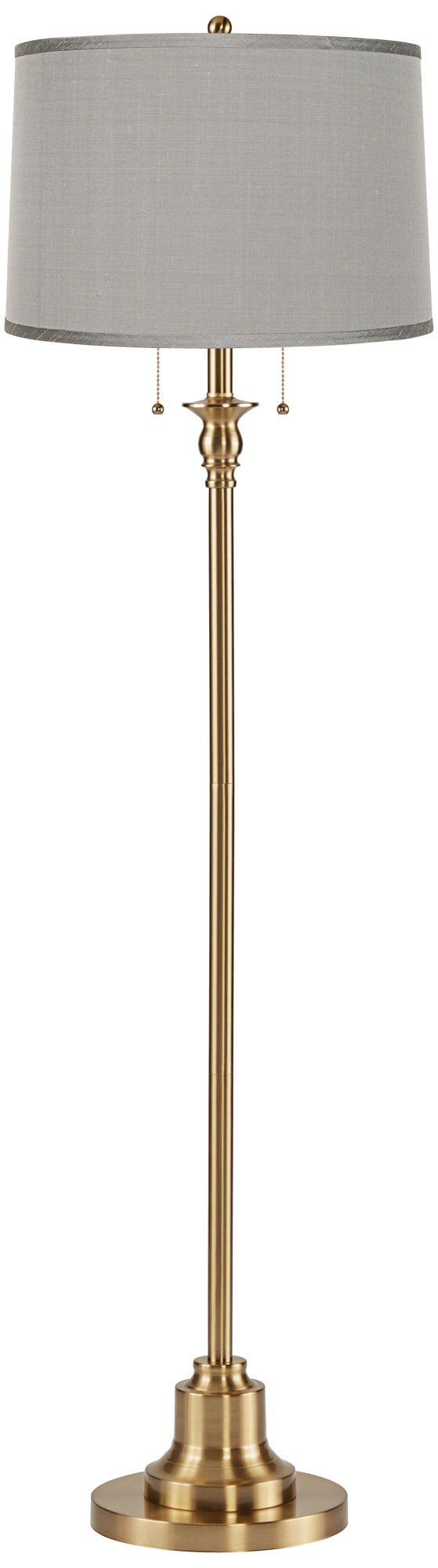 360 Lighting Dyna 58" Antique Brass Gray Faux Silk Shade Floor Lamp