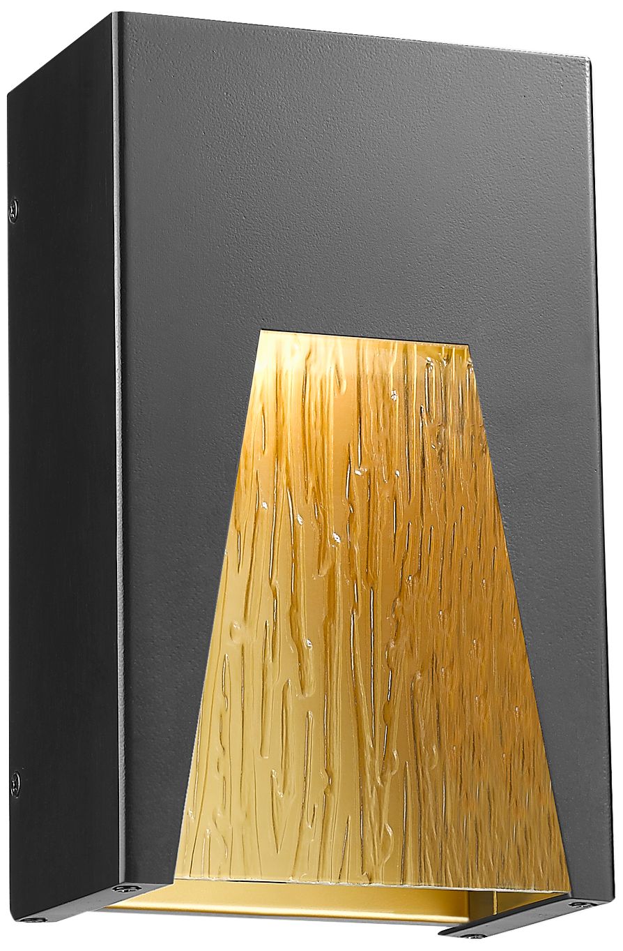 Millenial 10" High Black and Gold LED Outdoor Wall Light 279J0