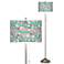 Cherry Blossoms Brushed Nickel Pull Chain Floor Lamp