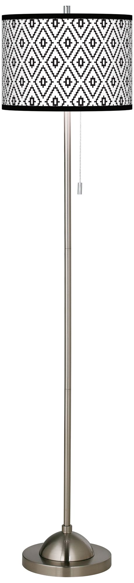 Black Diamonds Brushed Nickel Pull Chain Floor Lamp