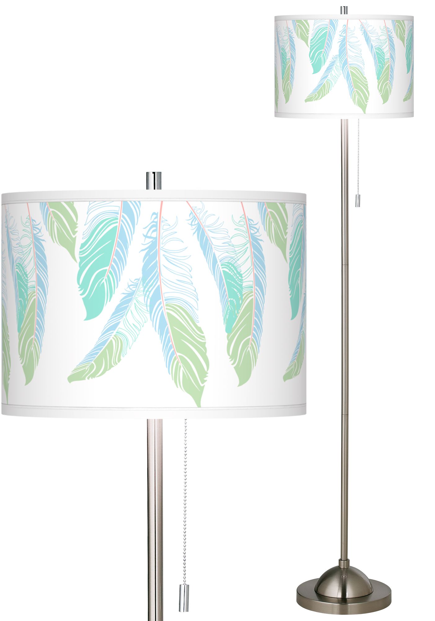 Light As A Feather Brushed Nickel Pull Chain Floor Lamp 27a28