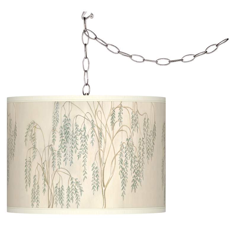 Image 2 Swag Style Weeping Willow Giclee Shade Plug-In Chandelier