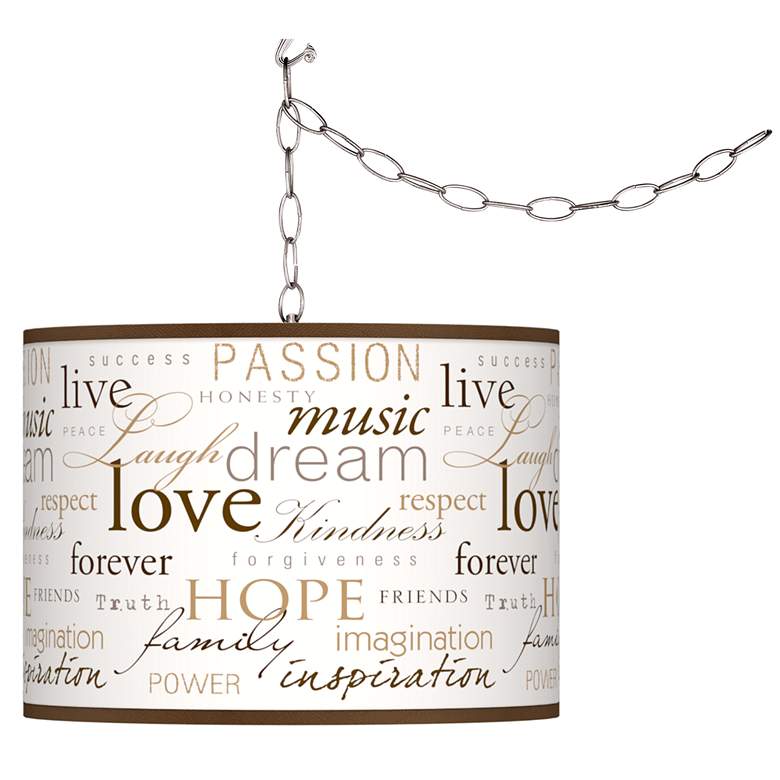 Image 2 Swag Style Positivity Shade Plug-In Chandelier