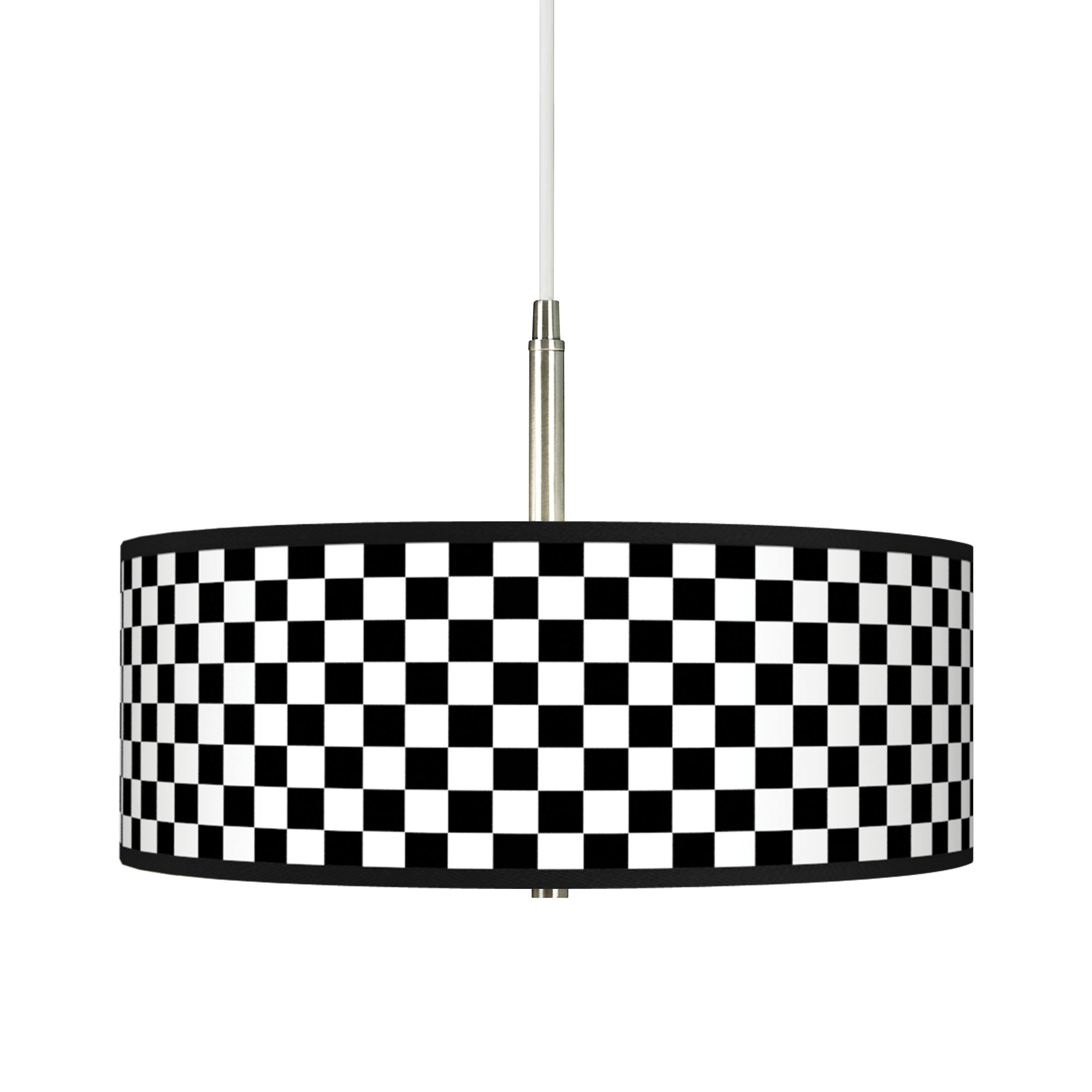 Checkered Black Giclee Pendant Chandelier
