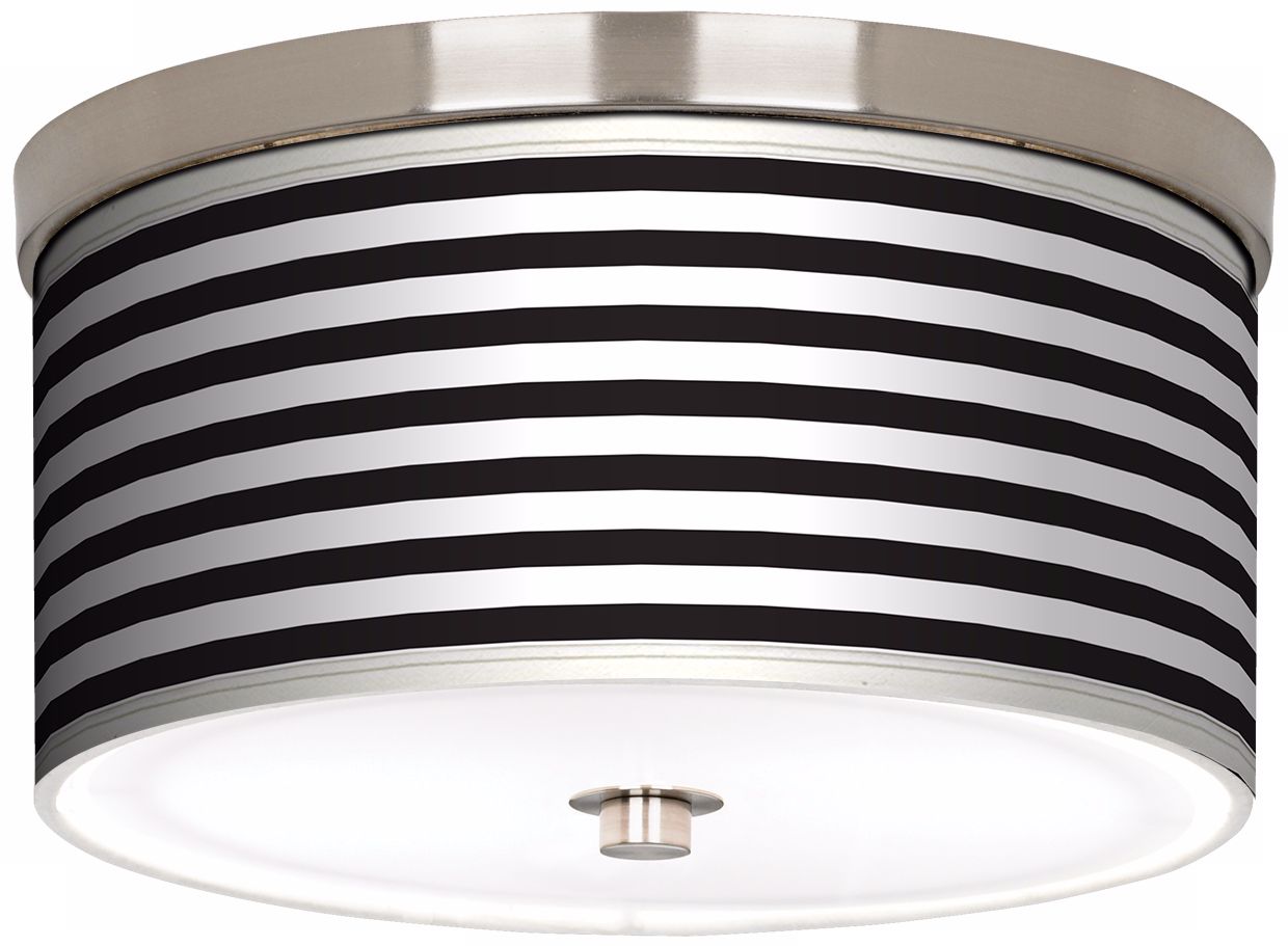 Black Horizontal Stripe Nickel 10 1/4" Wide Ceiling Light 27N70