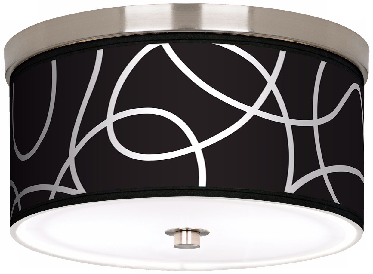 Abstract Nickel 10 1/4" Wide Ceiling Light