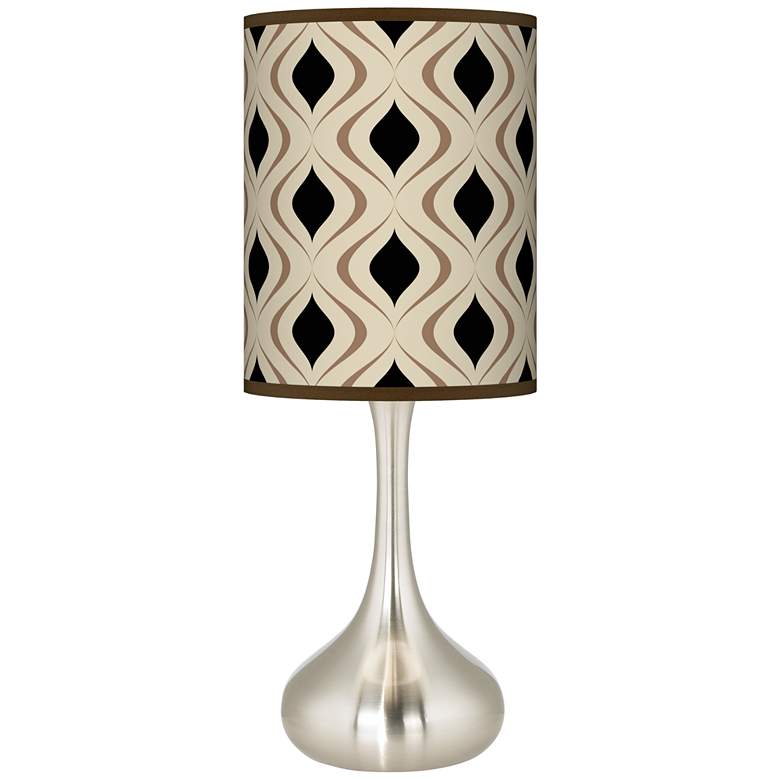 Oyster Gray Retro Lattice Giclee Droplet Table Lamp