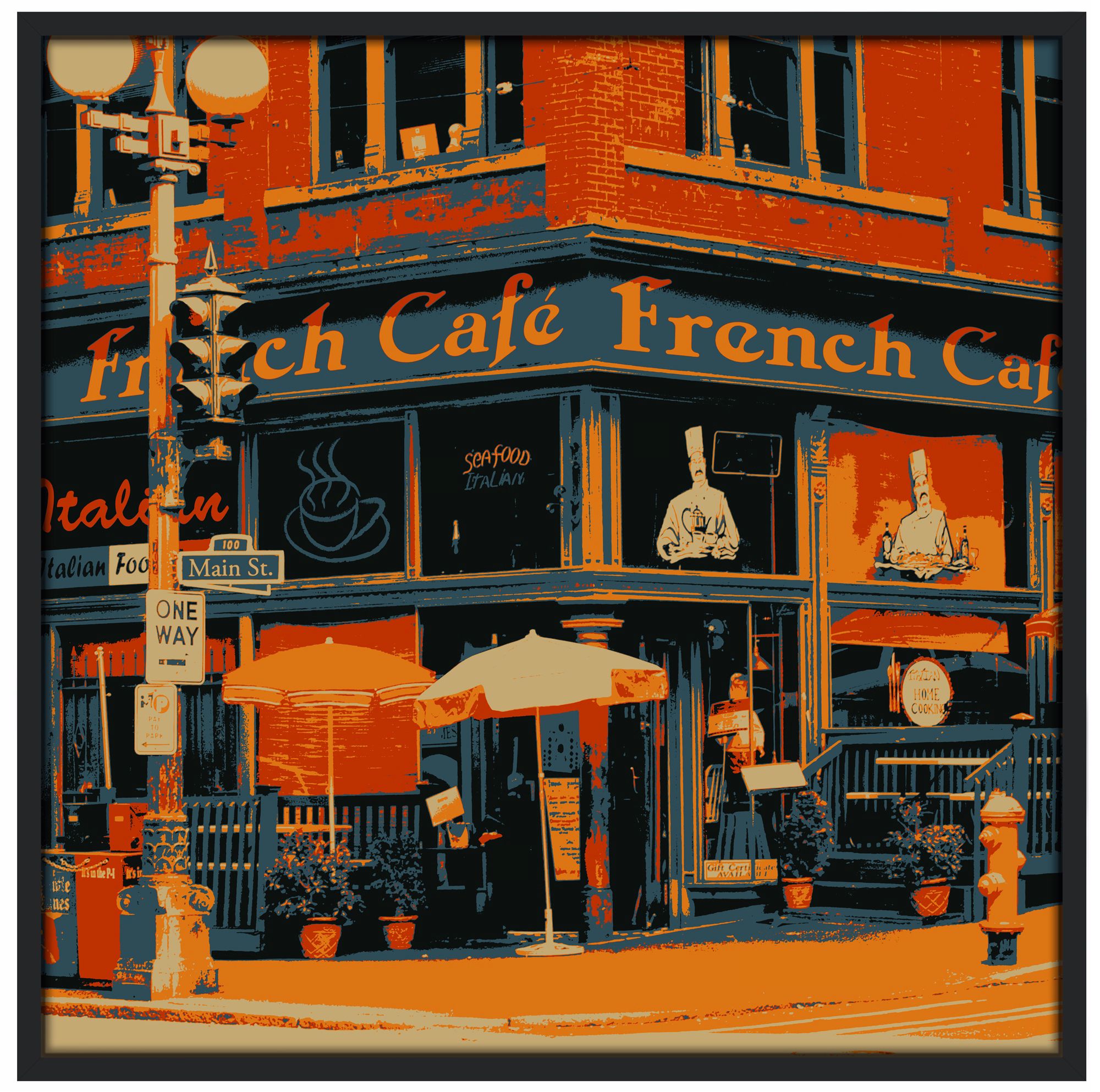 Bistro 37" Square Black Giclee Wall Art