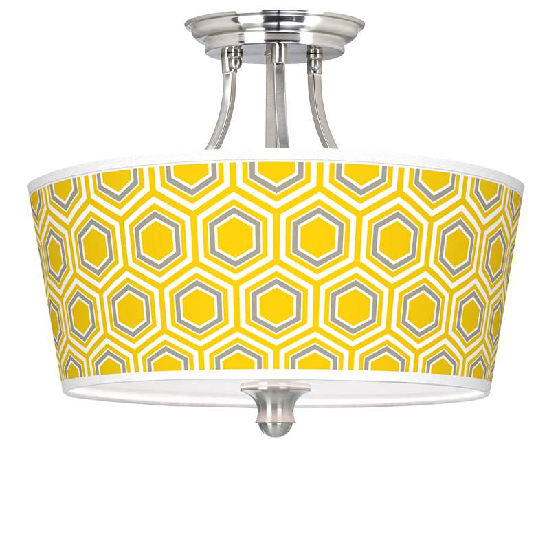 Image 1 Honeycomb Tapered Drum Giclee Ceiling Light
